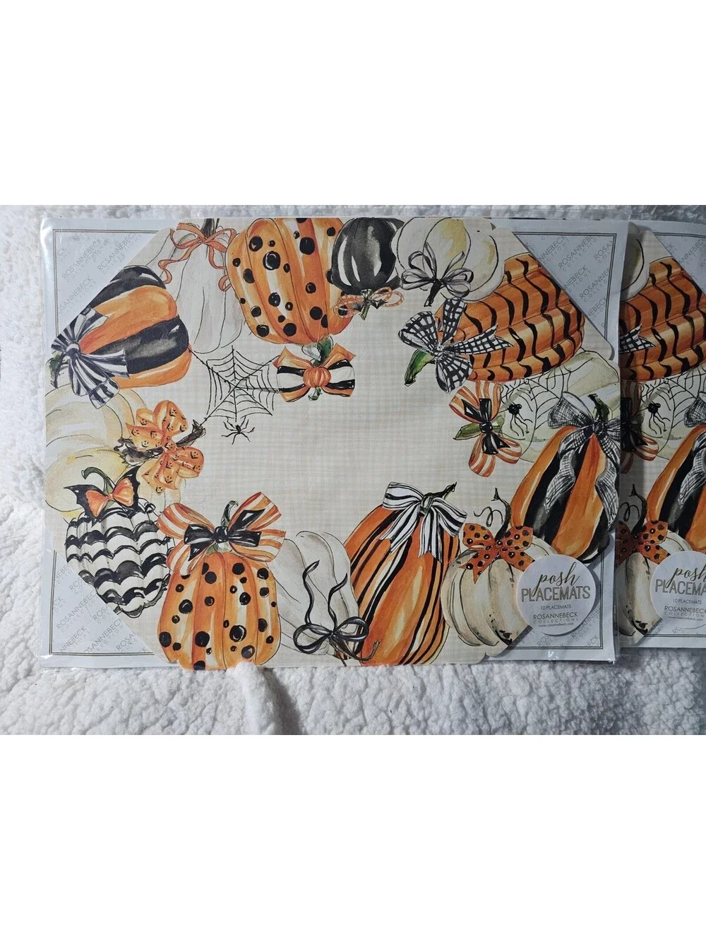 (2 Packs) New Posh 10 Placemats Paper Halloween Pumpkins & Spiders Webs 17